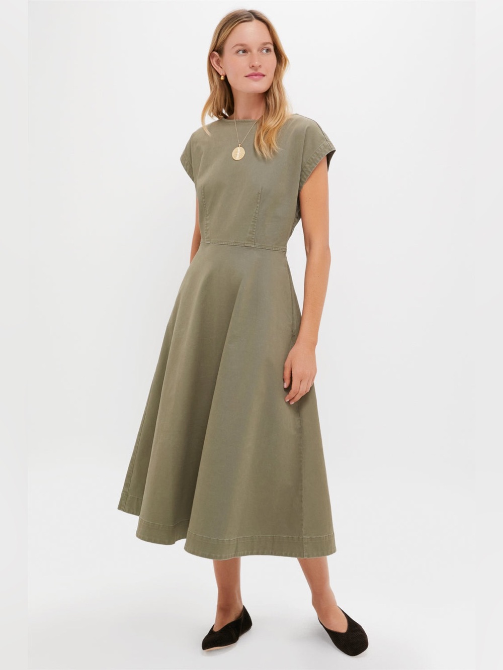Tuckernuck Burnt Olive Chino Solen Midi Dress